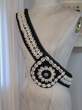 Vintage Boho Tribal Cowrie Shell Belt Pack - Cross Body Purse Glass Beaded MCM